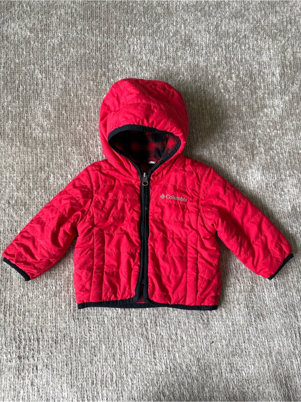 Columbia Reversible Hooded Puffer Jacket Buffalo Plaid 3-6 Months